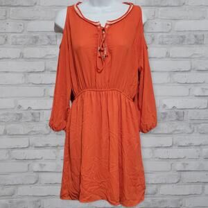 Altar'd State Orange Crochet Trim Cold Shoulder Dress Summer Womens Small